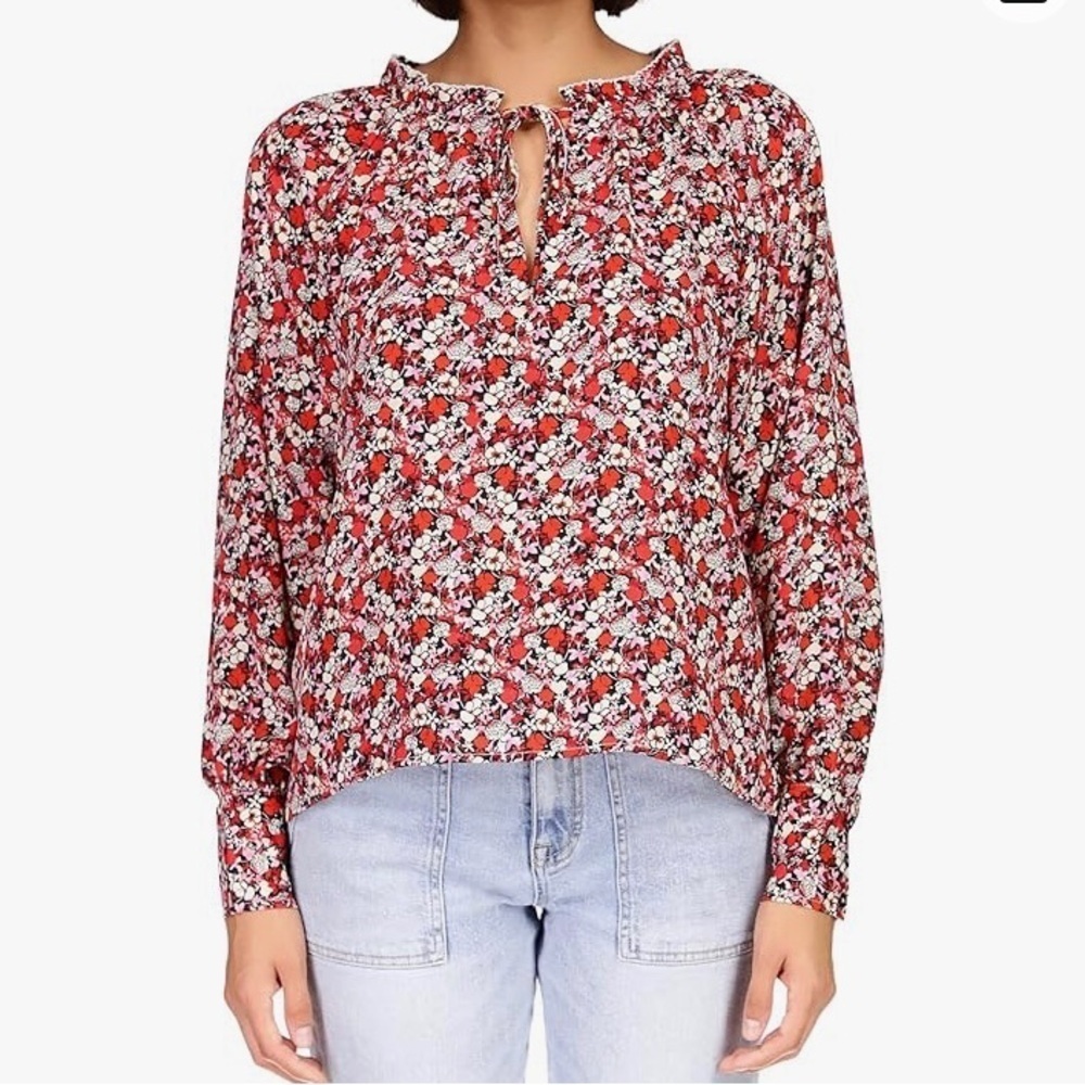 Sanctuary Flower Power Red Pink White Black Long Sleeve Top Size 2X NWT